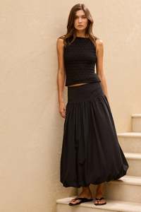 Stories Be Told: Stories Be Told Intensity Black Bubble Midi Skirt