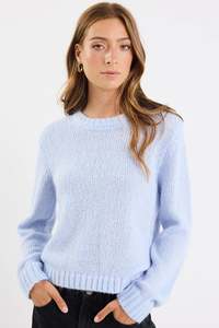 Among The Brave Genuine Ice Blue Crewneck Fluffy Long Sleeve Jumper - Ice Blue