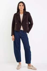 Ivy + Jack Reverie Chocolate Melton Double Breasted Peacoat