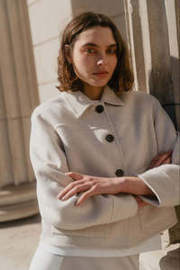 By Rosa: By Rosa Ranger Oat Marle Wool Blend Soft Jacket