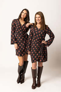 Leila Luca: Leila + Luca Wrap Me Dress - Cocoa Dot