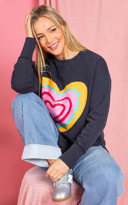 Good Friday Discount: Elm Flaming Heart Crew - Navy
