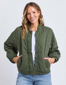 Good Friday Discount: Elm Jean Bomber Jacket - Four Leaf Clover
