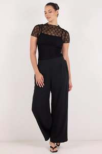 Among The Brave Guardian Black Linen Viscose Elastic Back Pants - Black
