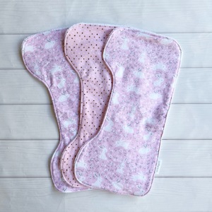 3 Shoulder Burp Towels – Pink Bunnies – StitchGirl