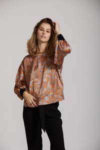 Summer Wedding: Cuff Sleeve Top - Rust Paisley print