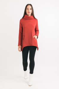 Long Sleeve Tops: Swing Sweatshirt - Rust