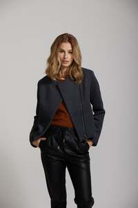 Jackets And Blazers: Zip Coat - Charcoal
