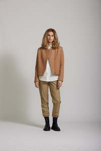Jackets And Blazers: Zip Coat - Camel