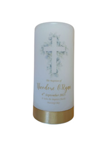 Baptism Candle 14cm: Floral 3