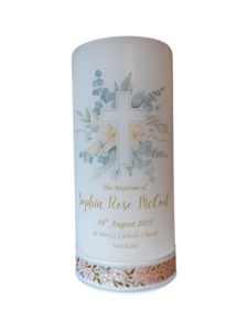 Baptism Candle 14cm: Floral 1
