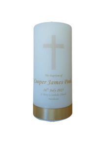 Candles: Baptism Candle 14cm: Design 1