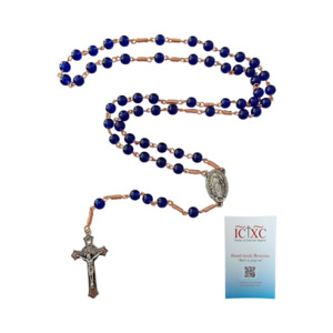 SJB Handmade Rosary - Small Dark Blue Glass Beads