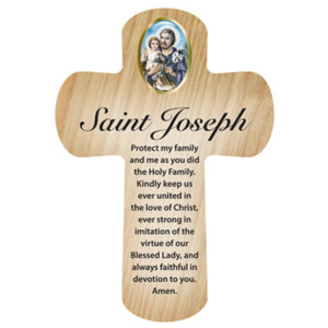 Plaques: St Joseph Prayer Cross (8cm)