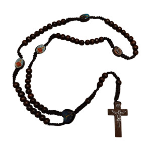 Rosaries: Wooden Rosary on Cord (Dark Brown)