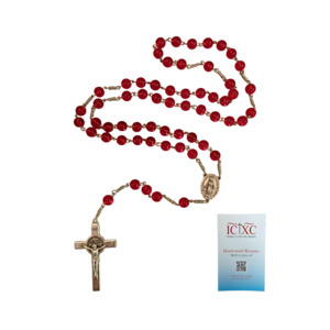 SJB Handmade Rosary - Red Glass