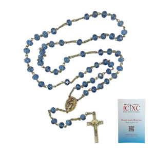 Rosaries: SJB Handmade Rosary - Light Blue Glass