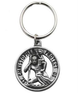 Keyring: St Christopher, Pewter