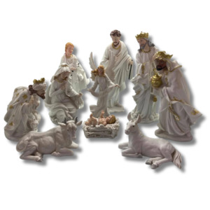 Christmas: White Christmas Nativity Set: 29cm