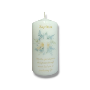 Candles: Baptism Candle 12cm: Floral