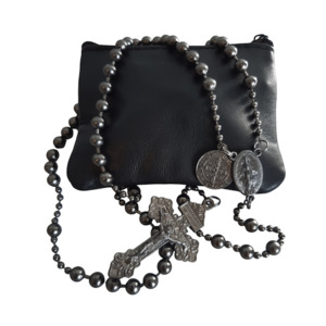 Military Rosary – Gunmetal (Including Leather Pouch)