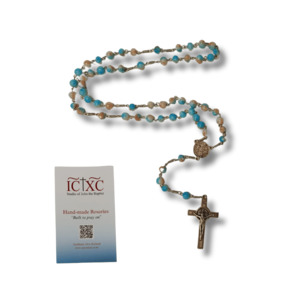 Religious Items: SJB Handmade Rosary - Blue Marble Glass