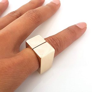 Accessories: Sterling Silver or Bronze Split Square Solid Ring