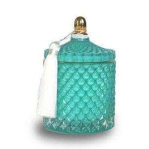Homewares: Organic Soy Candles - Turquoise Glass