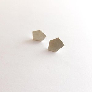 Accessories: Pentagon Earring Studs in Brass or Silver