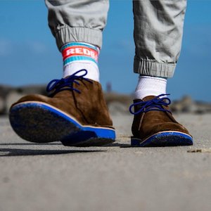 Stok Shoes: Lace Up Desert Boot - Blue Veldskoen