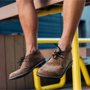 Stok Shoes: Lace Up Desert Boot - Black Veldskoen