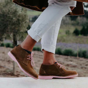Stok Shoes: Lace Up Desert Boot - Pink Veldskoen