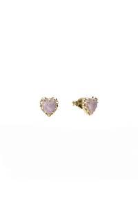 LOVE CLAW EARRINGS ROSE QUARTZ - GOLD PLATED