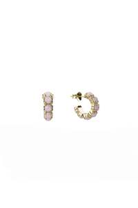 HALO CLUSTER EARRING ROSE QUARTZ- GOLD PLATED
