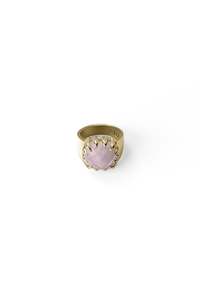 CLAW RING ROSE QUARTZ - GOLD PLATED
