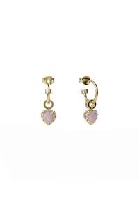 LOVE CLAW ANCHOR EARRING ROSE QUARTZ - GOLD PLATED