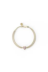 LOVE CLAW BRACELET ROSE QUARTZ - GOLD PLATED