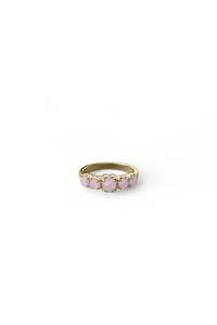 Rose Quartz: HALO CLUSTER RING ROSE QUARTZ - GOLD PLATED