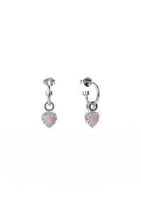 LOVE CLAW ANCHOR EARRING ROSE QUARTZ