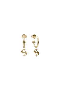 Gold Plated Earrings: VEILED HEARTS ANCHOR SLEEPERS - GOLD PLATED