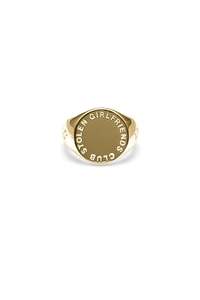 TEXT LOGO SOVEREIGN RING - GOLD PLATED