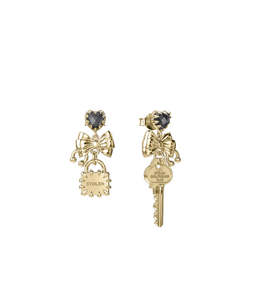LOVE LOCKED BOW EARRINGS - GOLD PLATED