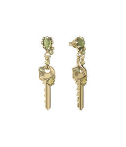 CRYSTALLISED KEY EARRINGS - GOLD PLATED