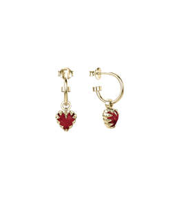 LOVE CLAW ANCHOR EARRINGS GARNET - GOLD PLATED