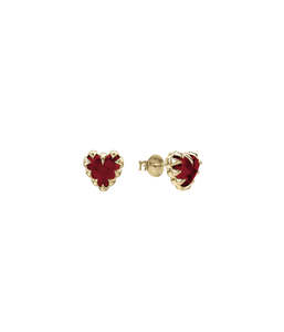 LOVE CLAW EARRINGS GARNET - GOLD PLATED