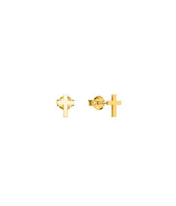 TINY STOLEN CROSS EARRINGS - YELLOW GOLD PLATED