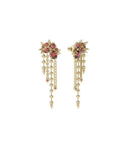 REGAL RUIN CASCADE EARRINGS GARNET - 18K GOLD PLATED