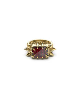 Jewellery: PRECIOUS PUNK COCKTAIL RING LAB-GROWN GARNET - 18K GOLD VERMEIL