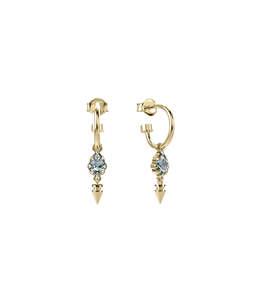 PRECIOUS PUNK DROPLET ANCHOR SLEEPERS - SKY BLUE TOPAZ - 18K GOLD PLATED