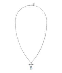 PRECIOUS PUNK FOB NECKLACE - SKY BLUE TOPAZ